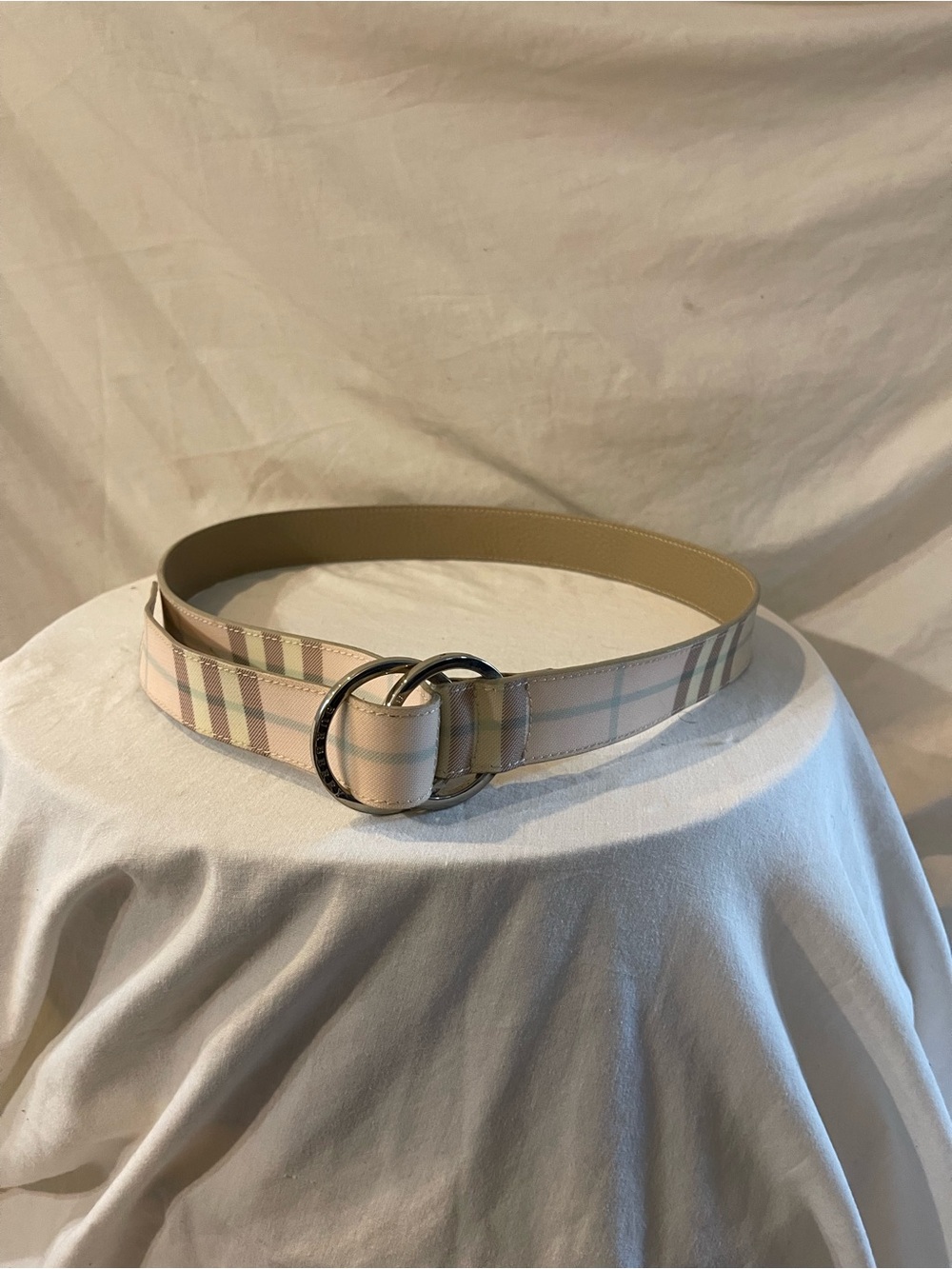 Burberry London Leather Plaid Belt